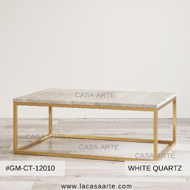 White Quartz Coffee Center Table, Material Semi Precious Stone at