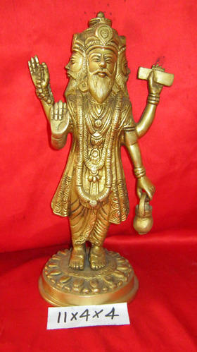 Brass Brahma Statue, Color : Golden (Gold Plated)