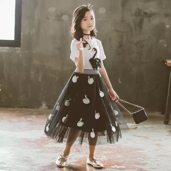 Chiffon Printed Girls Skirt with Top, Technics : Machine Made
