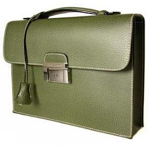 Adel International Plain Leather Briefcase, Color : Green