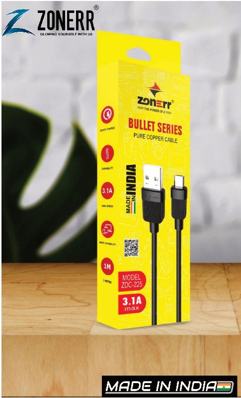 Zonerr Bullet Series Data Cable, Cable Length : 1Mtr
