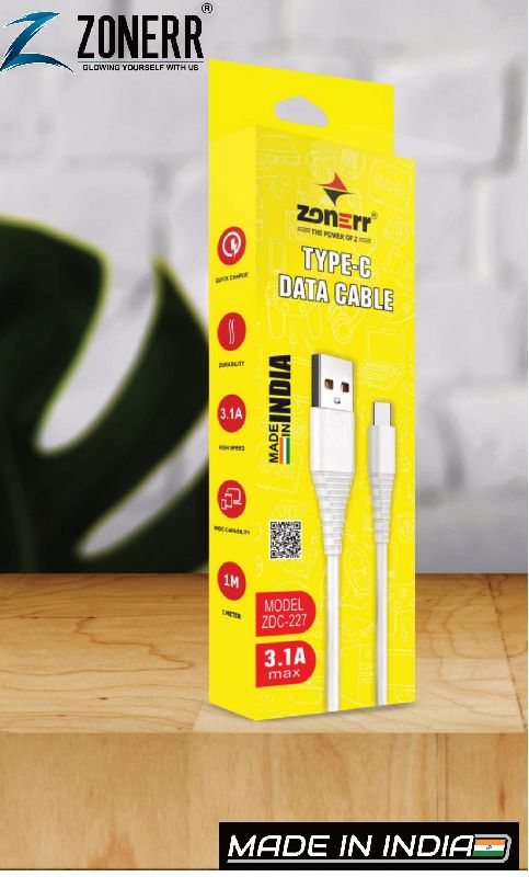 Zonerr Type C Data Cable, Cable Length : 1Mtr