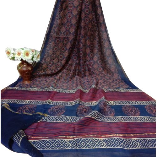 Shri Fabrics Block Chanderi Silk Saree, Saree Length : 5.2 m