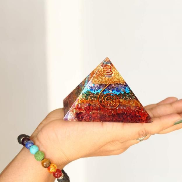 7 Chakra Orgonite Pyramid Stone