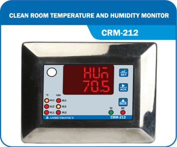 24 VDC Clean Room Temperature and Humidity Monitor, Model Number: CRM-212