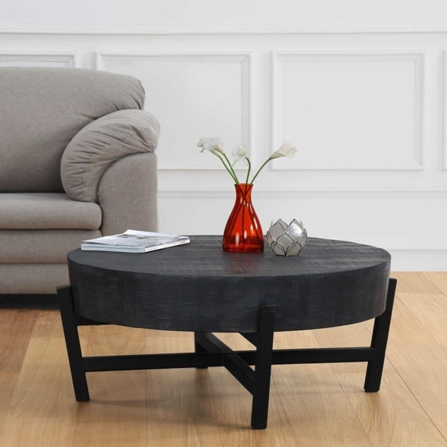 Wrought Iron Pipe Industrial Black Coffee Table