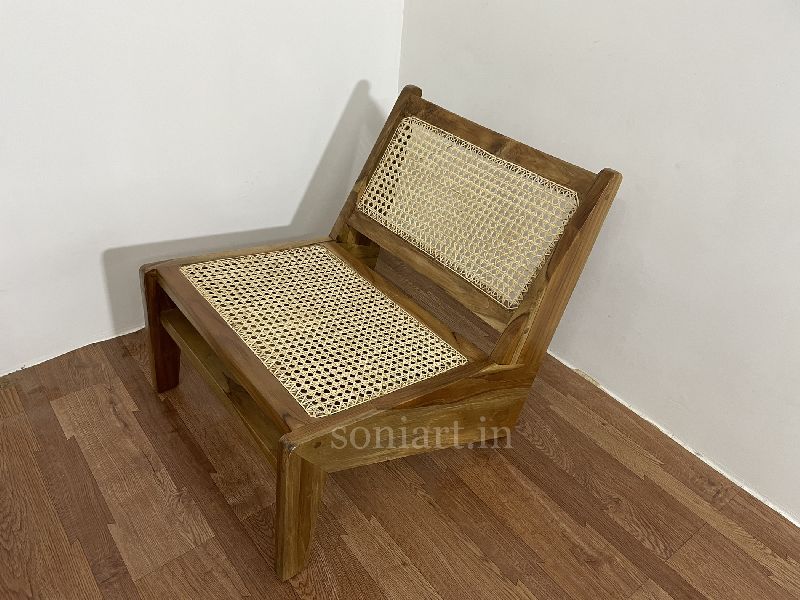 Teak Wood Cane Kangaroo Chair