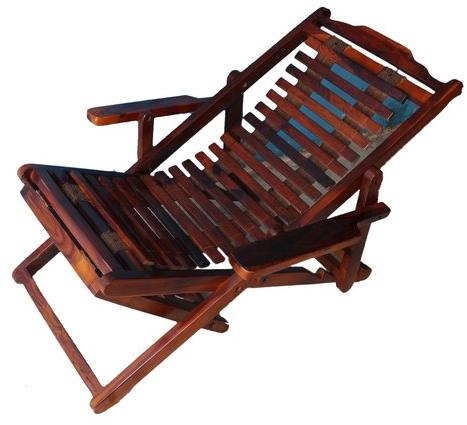 Wooden Folding Lounge Chair, Color : Brown