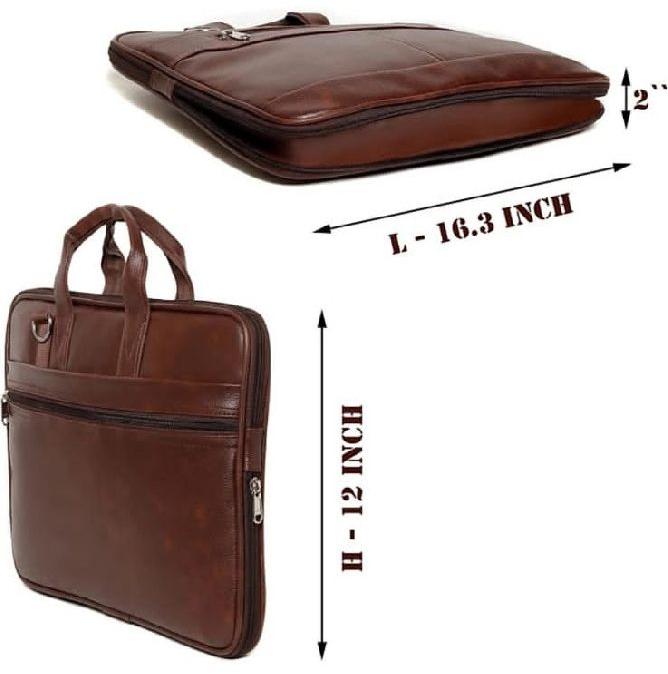 Plain Leather Laptop Expandable Bag, Color : Brown