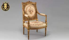 Royalzig Antique Gold Finish Chair, Style : French Style