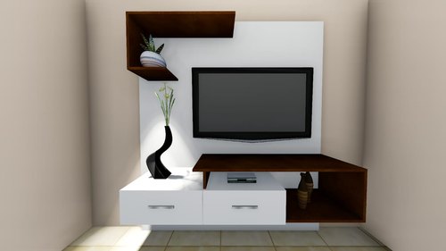 Modular Wooden TV Unit, Color : Brown, White