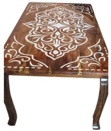Printed Wooden Dining Table, Color : Brown