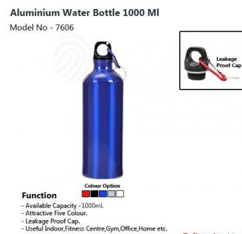 PROCTER Assured Leakage Proof Cap. Aluminium Water Bottle, Capacity : 1000ml.