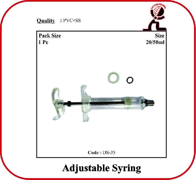 PVC+STEEL Polished Adjustable Syringe, for Veterinary Use, Feature : Best Quality, Fine Finished, High Durability