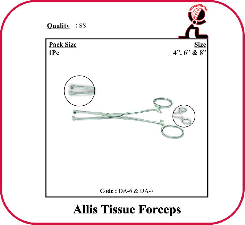 Polished Stainless Steel Allis Tissue Forceps, for VETERINARY USE, Feature : Best Quality, Fine Finished