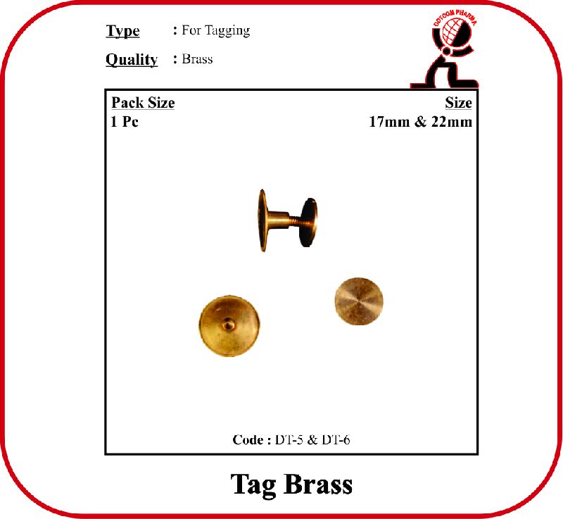 Polished Animal Identification Brass Tag, for Veterinary Use, Feature : Best Quality, Fine Finished