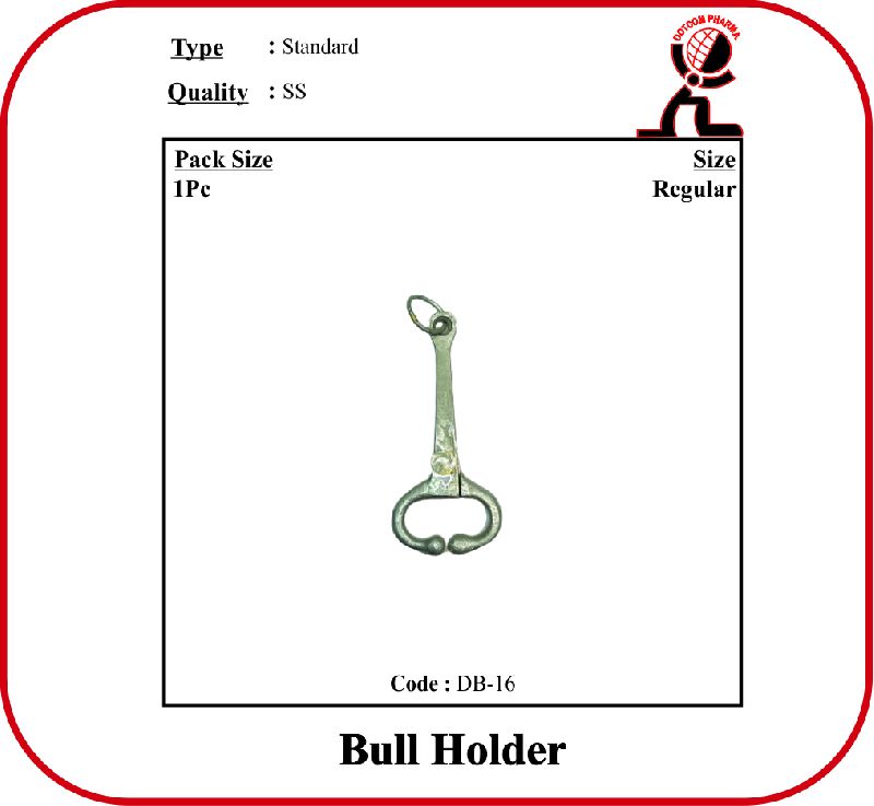 Single Polished METAL Bull Holder, for Veterinary Use, Length : 7 INCH