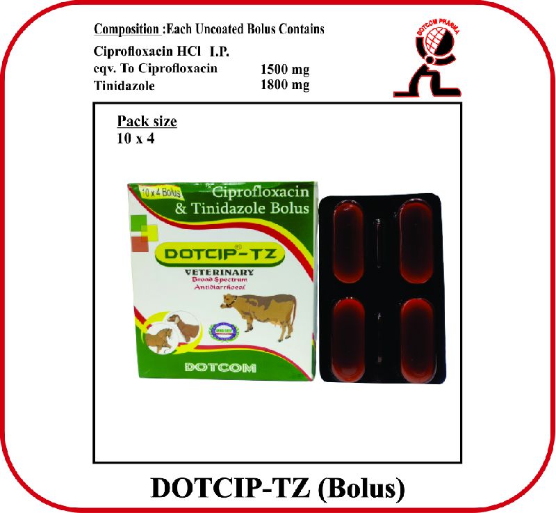 Ciprofloxacin HCl I.P. 1500 Mg With Tinidazole 1800 Mg BOLUS DOTCIP-TZ