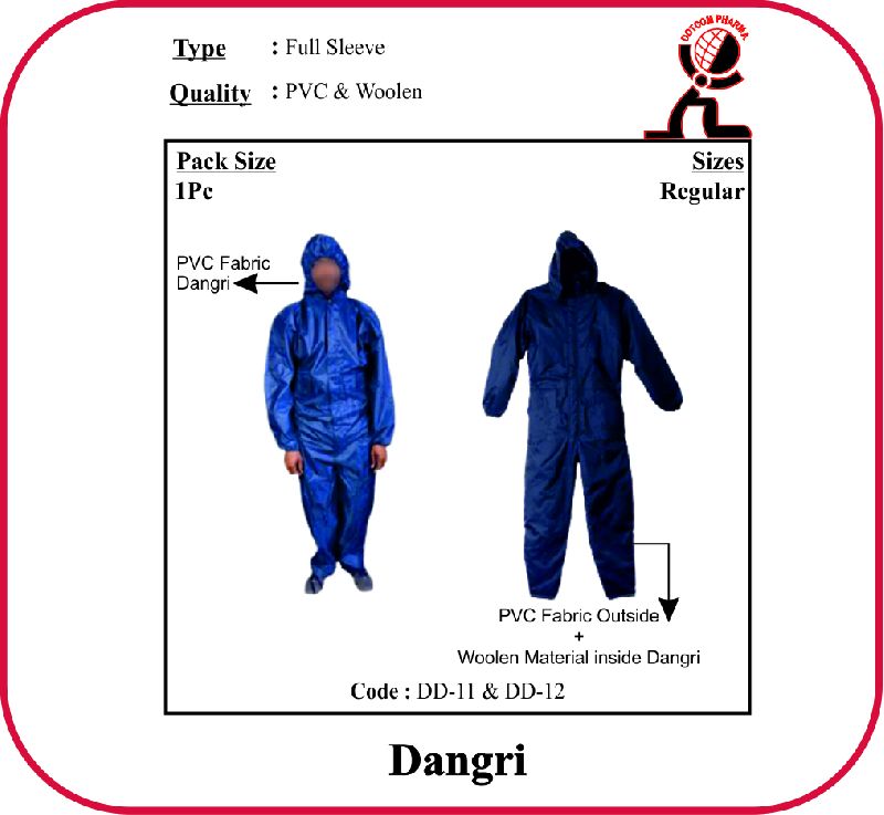 PVC FABRIC/WOOLLEN COLOR Matte Finished Dangri, Feature : Anti-wrinkle, Eco-friendly, Hand Wash, Safety Protective