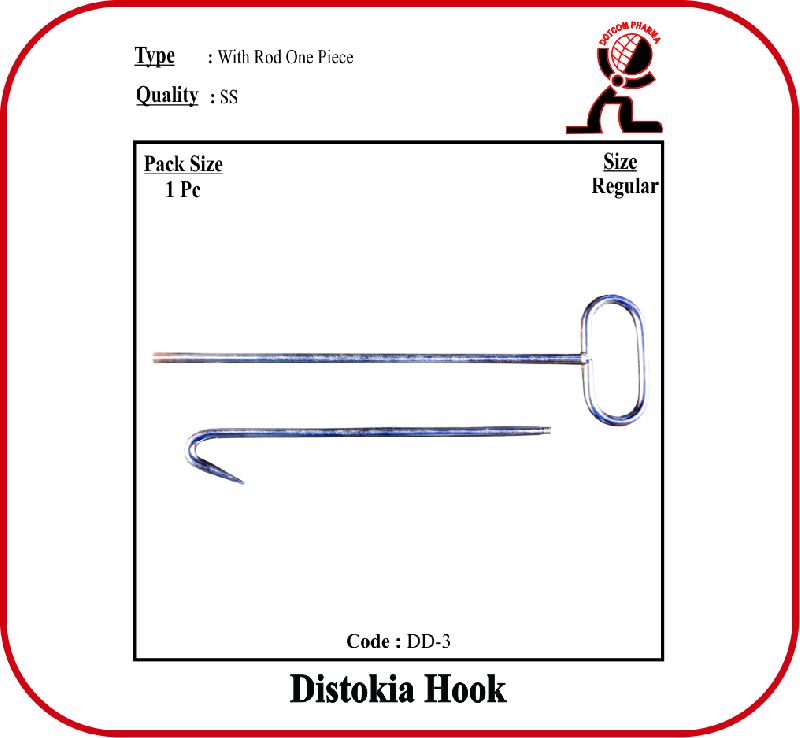Dystocia Hook With Rod One Piece, for Veterinary Use