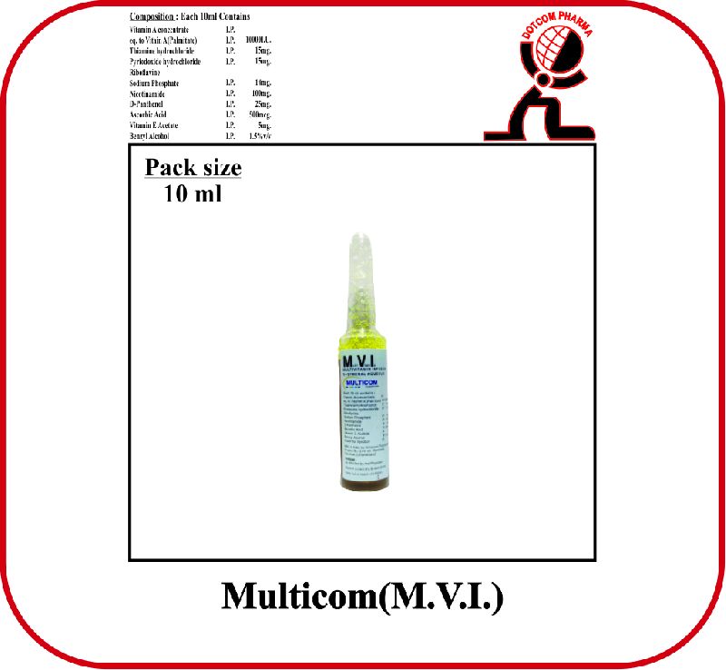 Multivitamin Injection (MULTICOM), for Veterinary Use, Packaging Type : glass ampoules