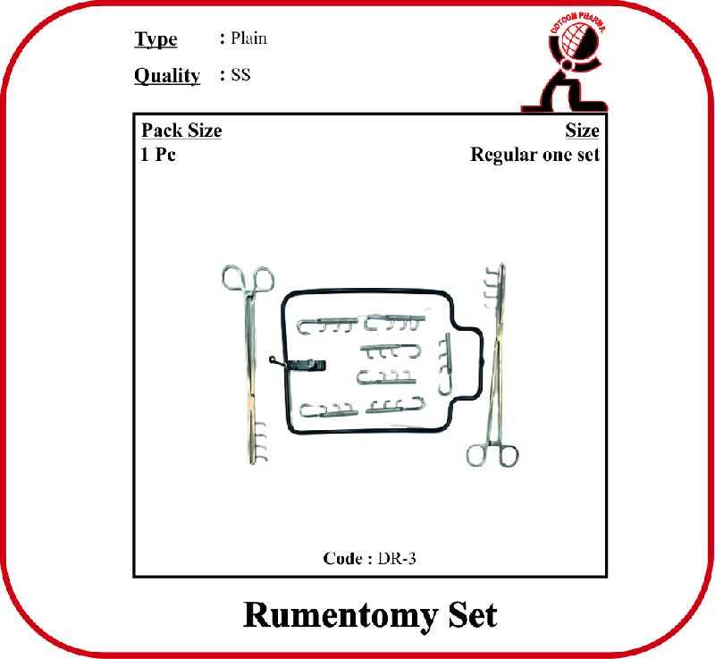 Stainless Steel Polished Rumenotomy Set - Plain, for Veterinary Use, Feature : Best Quality, Fine Finished