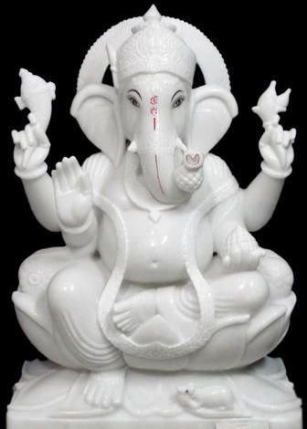 Polished Non Printed Marble Lord Ganesha Statue, Packaging Type : Thermocol Box