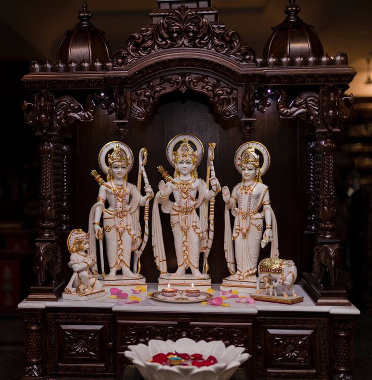 Polished Marble Ram Darbar Statue, for Temple, Size : Multisizes