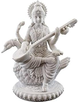 Polished Marble Saraswati Statue, for Dust Resistance, Shiny, Pattern : Non Printed