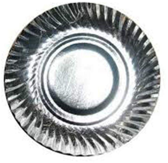 Round Polished Silver Paper Plate, Size : 10inch, 11inch, 12inch