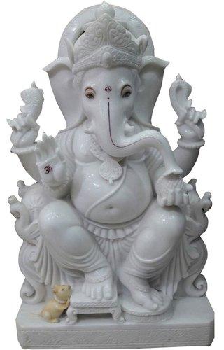 15 Inch Marble Ganesh Statue, Packaging Type : Carton Box