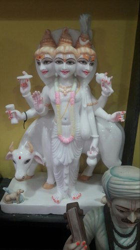 Shanker Sculpture Painted Marble Dattatreya Statue, Color : White
