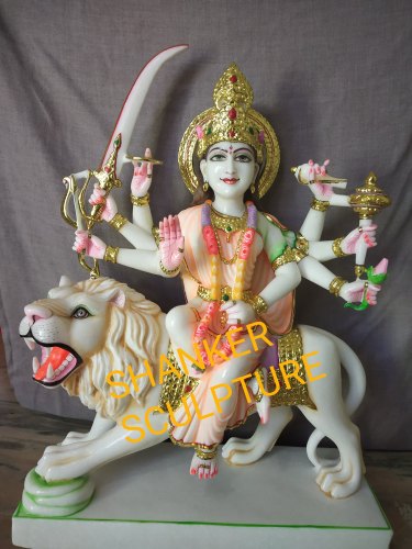 Shanker Sculpture Temple Marble Durga Statue, for Worship