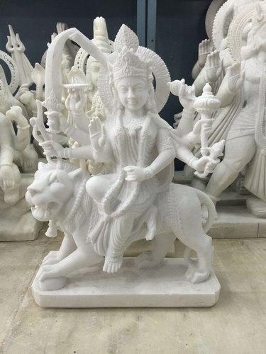White Marble Durga Maa Statue, Packaging Type : Thermocol Box