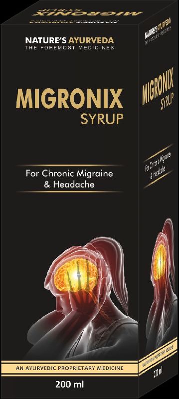 Natures Ayurveda Migronix Syrup, for Use Chronic Migraine Headache, Bottle Size : 200ml