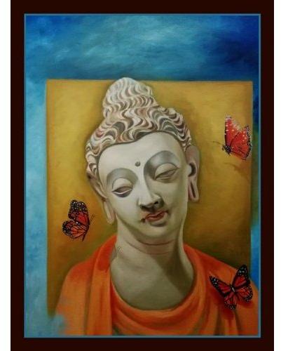 D'artism canvas Spiritual Buddha Oil Painting, Packaging Type : Box