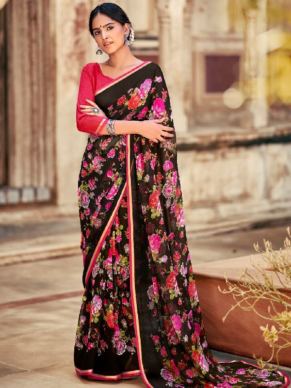 Black Chiffon Saree