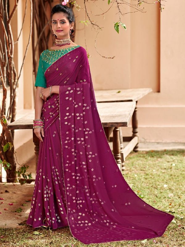 Dark Purple Georgette Saree