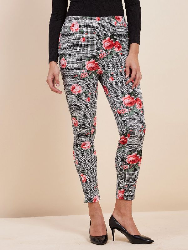 Floral Print Jeggings, Size : M, XL, XXL, XXXL