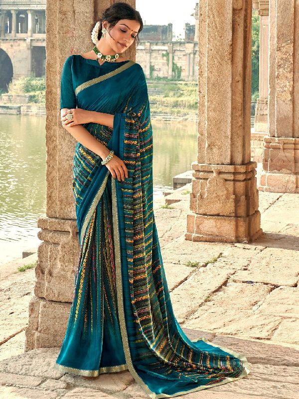 Green Georgette Printed Saree at Rs 699 in Gurugram ID 6231332 Cilory