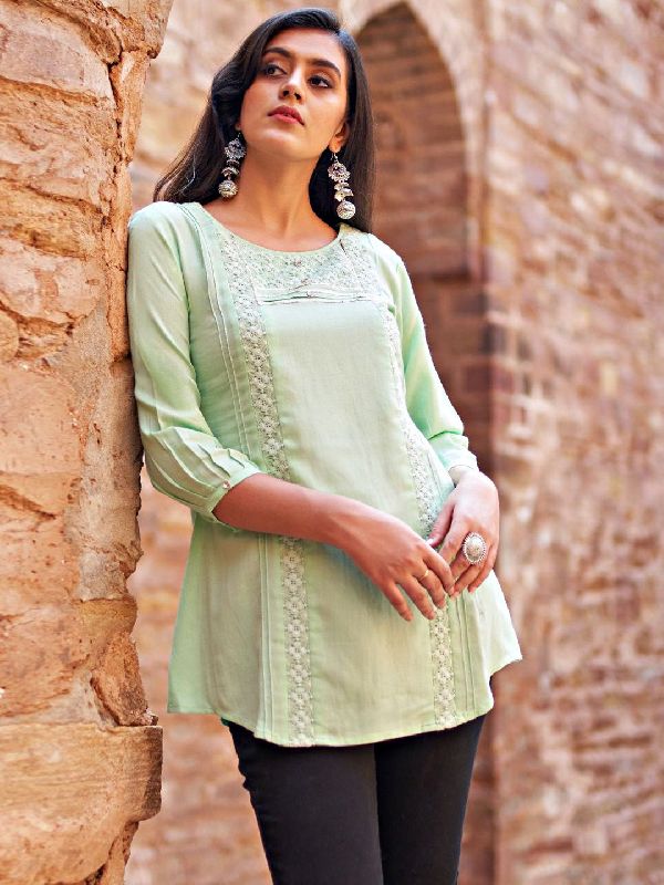 Mbroidered Puff Sleeves Tunic