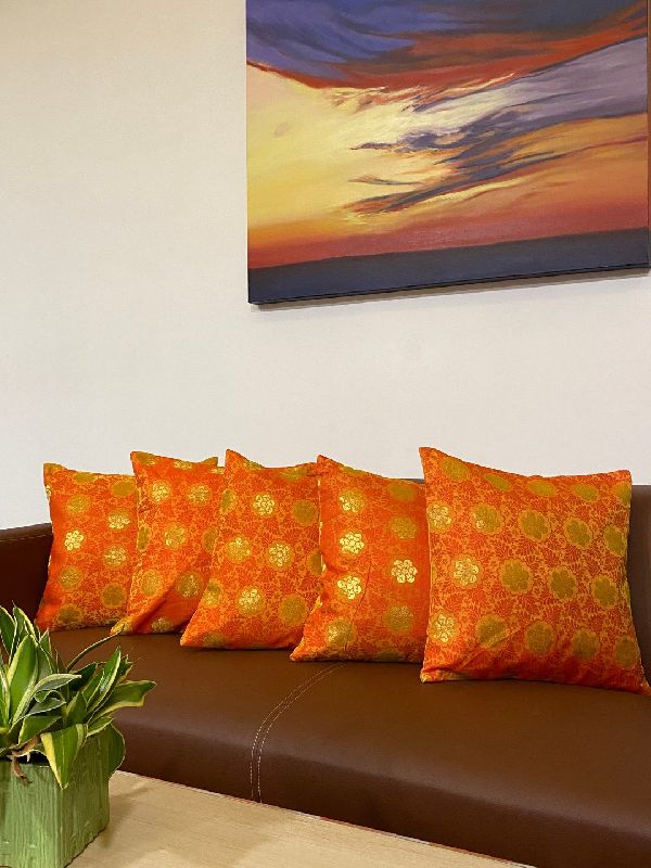 Printed Multicolor Brocade Cushion Covers, Size : 16X16 inch