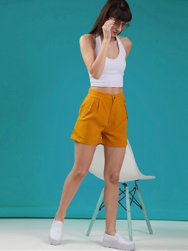 Pleated Crepe Shorts