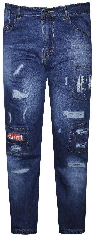 Rugged Slim Fit Jeans, Color : Blue