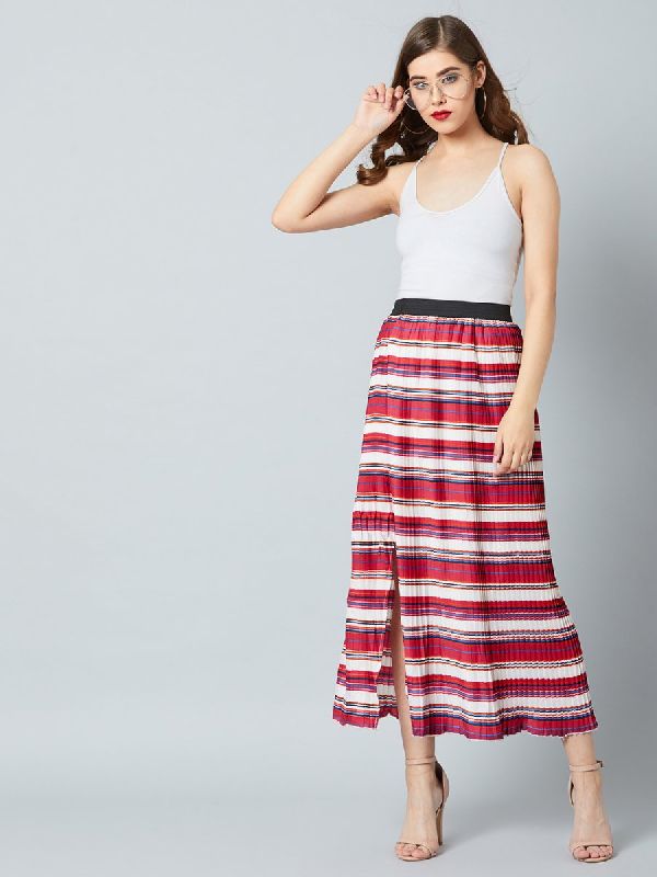 Estonished Slit Pleated Skirt, Size : M, XL, XXL