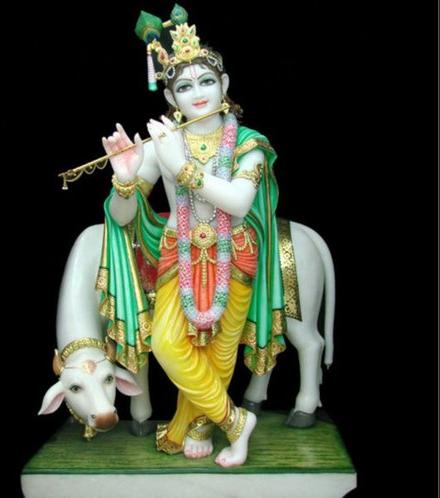 Marble krishna statue, for Worship, Packaging Type : Thermocol Box