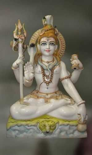 Marble Lord Shiva Statue, for Dust Resistance, Shiny, Packaging Type : Thermocol Box