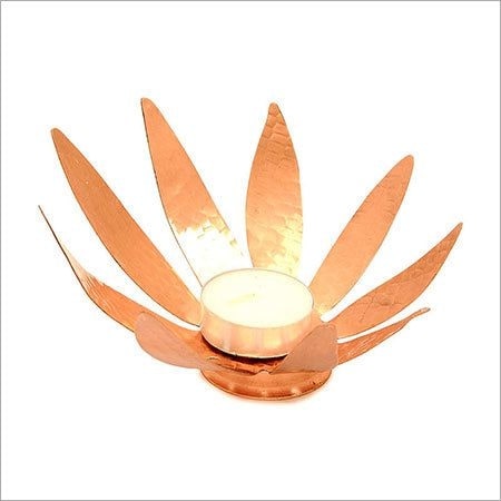 Polished Copper Flower Candle Holder, for Decoration, Feature : Durable, High Quality, Perfect Finish