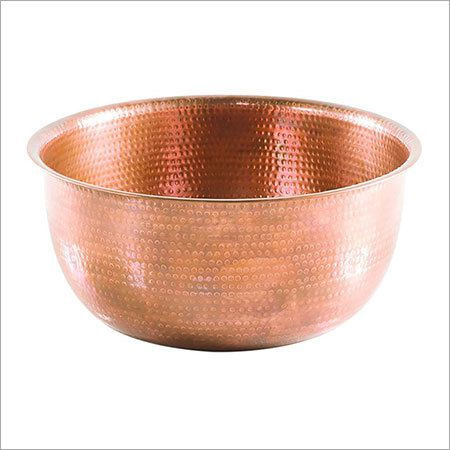 Round Copper Hammered Bowl, Pattern : Hamerred