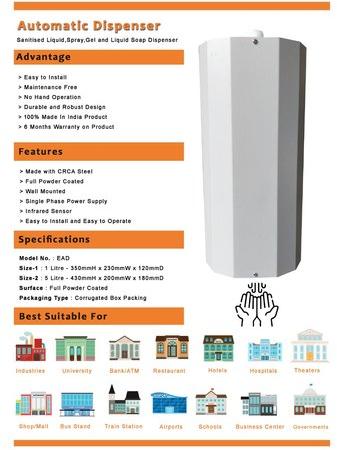 Automatic Sanitizer Dispenser, Capacity : 1 ltr 5 ltr